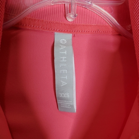 Athleta Shanti Coral Pink Ribbed Powervita Zip Up Jacket - Picture 8 of 10